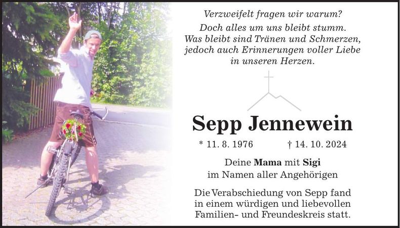 Traueranzeige Sepp Jennewein