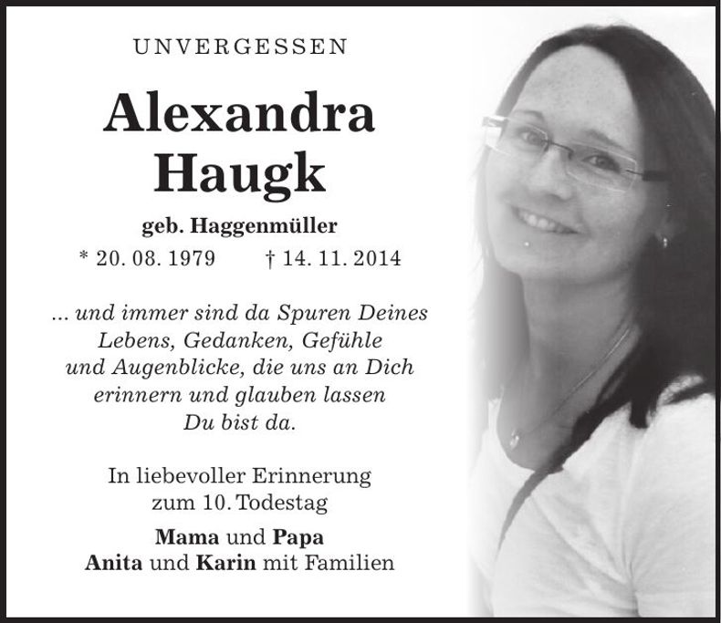 Traueranzeige Alexandra Haugk