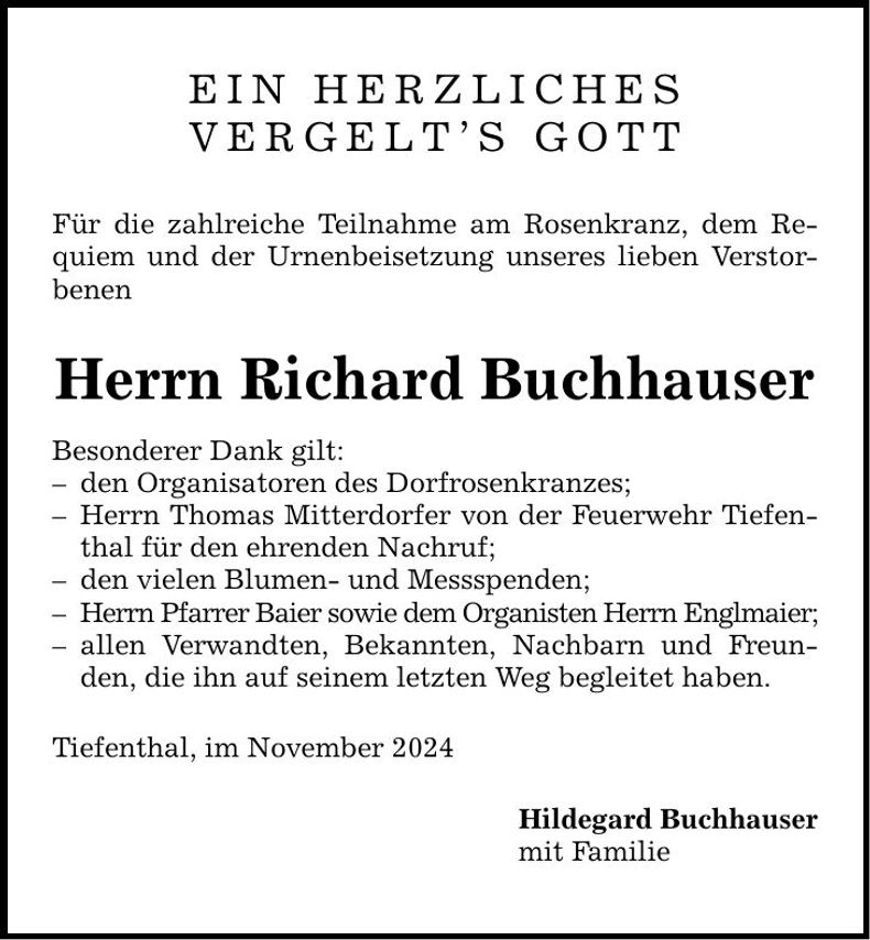Traueranzeige Richard Buchhauser
