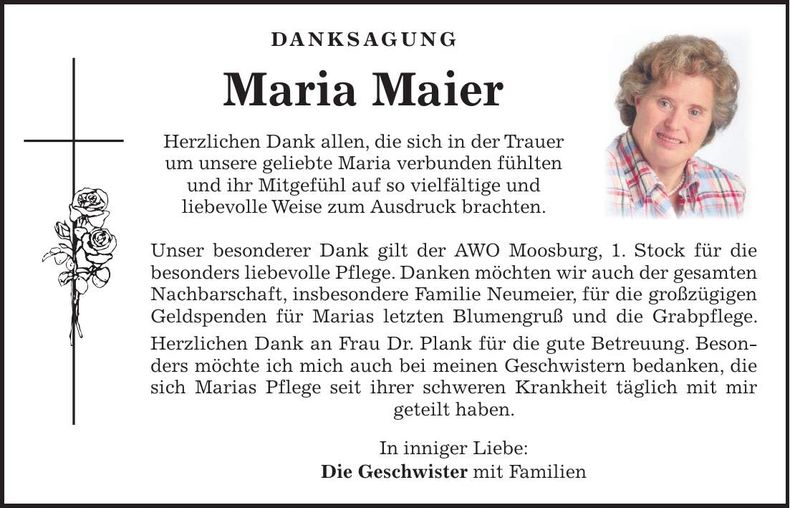 Traueranzeige Maria Maier