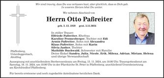 Traueranzeige Otto Paßreiter