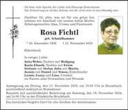 Traueranzeige Rosa Fichtl