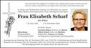 Traueranzeige Elisabeth Scharf