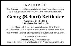 Traueranzeige Georg Reithofer