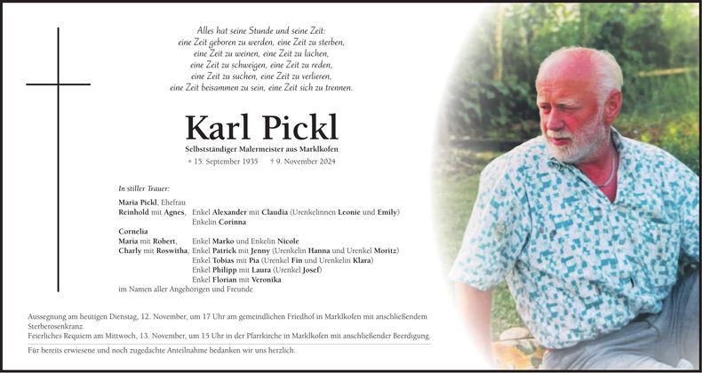 Traueranzeige Karl Pickl