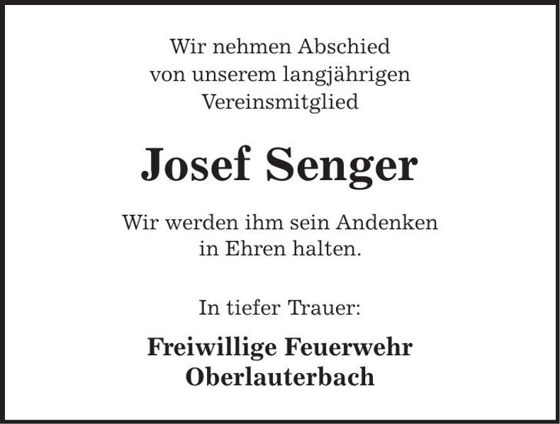 Traueranzeige Josef Senger