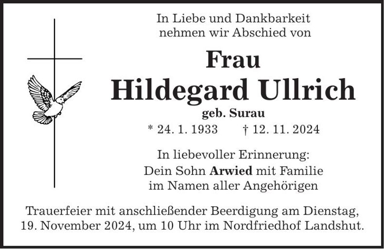 Traueranzeige Hildegard Ullrich