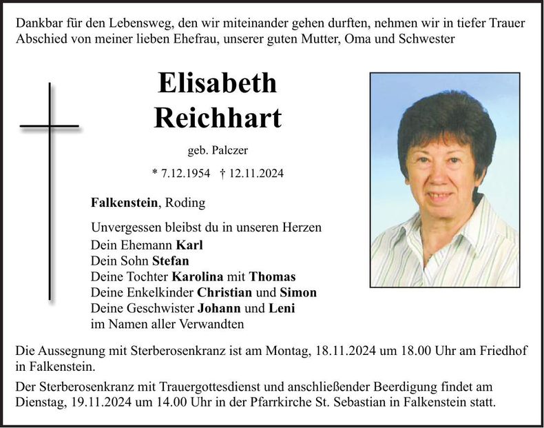 Traueranzeige Elisabeth Reichhart