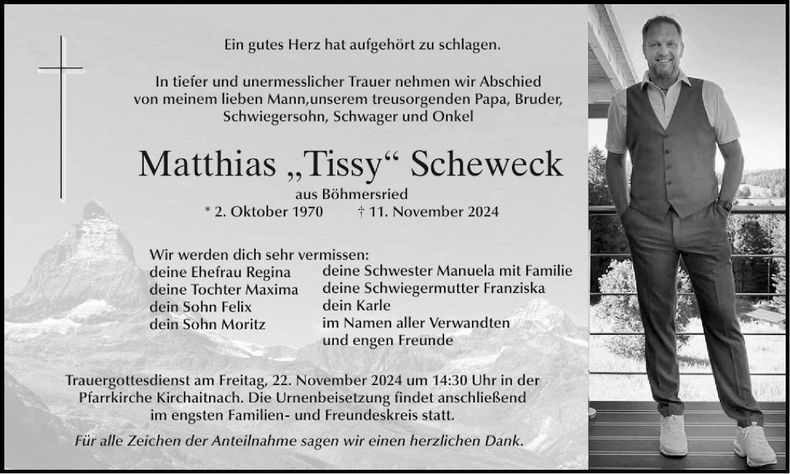 Traueranzeige Matthias Schweck