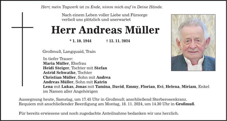 Traueranzeige Andreas Müller