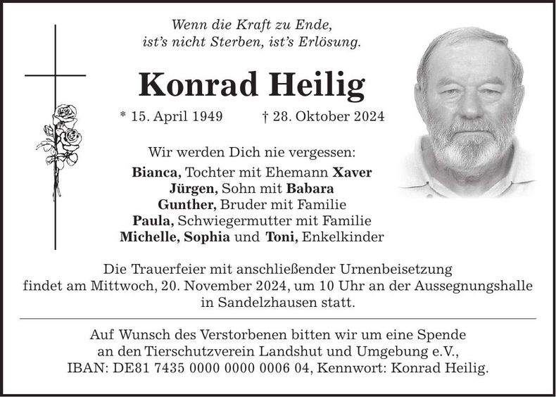 Traueranzeige Konrad Heilig
