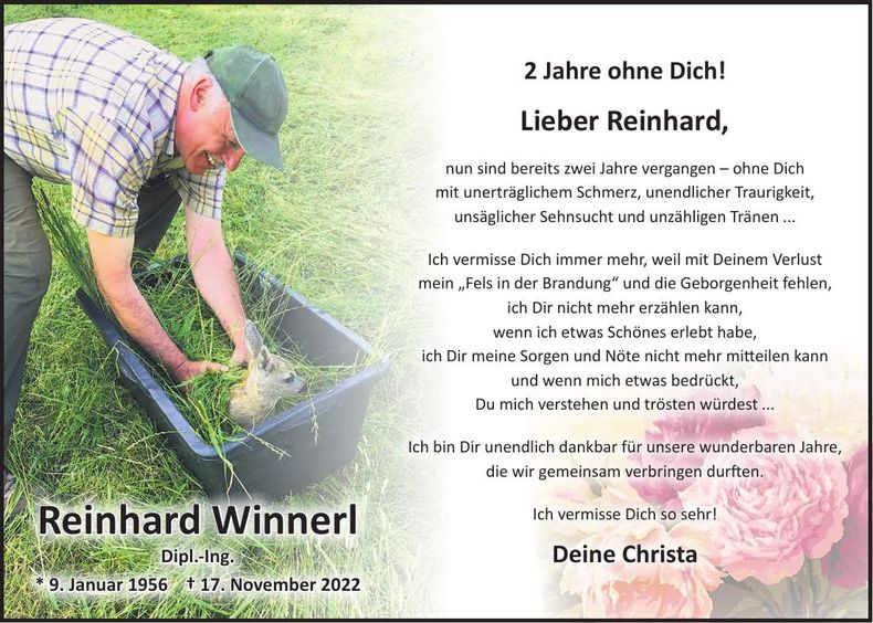 Traueranzeige Reinhard Winnerl