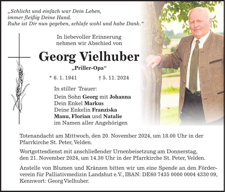 Traueranzeige Georg Vielhuber