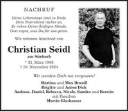 Traueranzeige Christian Seidl