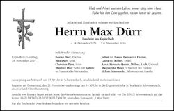 Traueranzeige Max Dürr