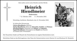 Traueranzeige Heinrich Hiendlmeier