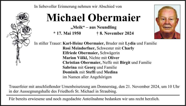 Traueranzeige Michael Obermaier
