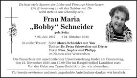 Traueranzeige Maria Schneider
