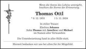 Traueranzeige Thomas Ottl
