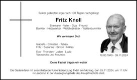 Traueranzeige Fritz Knell