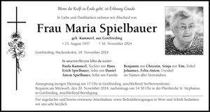 Traueranzeige Maria Spielbauer