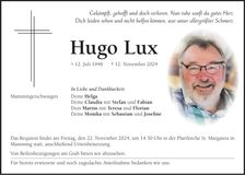 Traueranzeige Hugo Lux