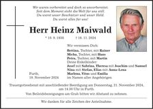 Traueranzeige Heinz Maiwald