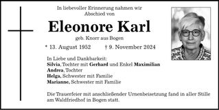 Traueranzeige Eleonore Karl