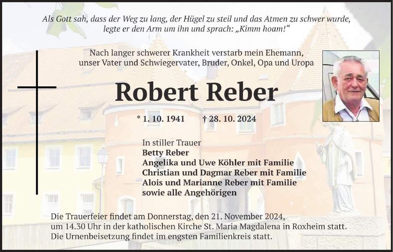 Traueranzeige Robert Reber