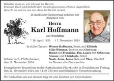 Traueranzeige Karl Hoffmann
