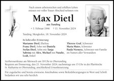 Traueranzeige Max Dietl