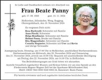 Traueranzeige Beate Panny