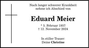 Traueranzeige Eduard Meier