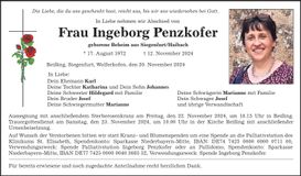 Traueranzeige Ingeborg Penzkofer
