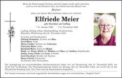 Traueranzeige Elfriede Meier