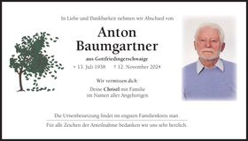 Traueranzeige Anton Baumgartner