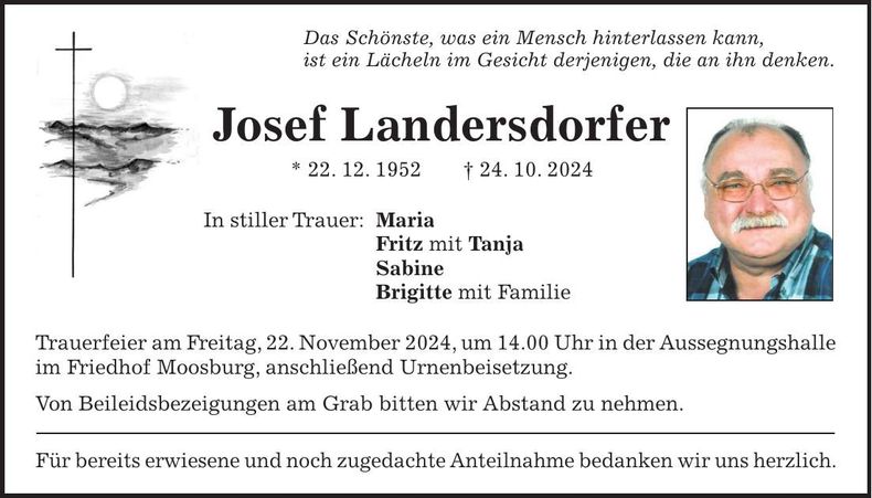 Traueranzeige Josef Landersdorfer