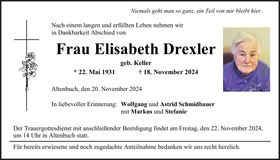 Traueranzeige Elisabeth Drexler
