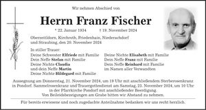 Traueranzeige Franz Fischer