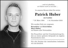 Traueranzeige Patrick Huber