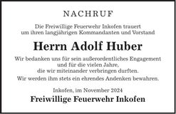 Traueranzeige Adolf Huber