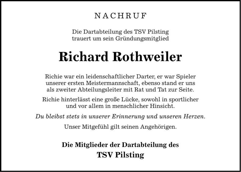 Traueranzeige Richard Rothweiler