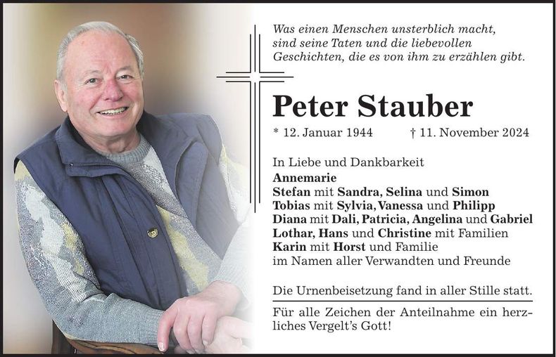 Traueranzeige Peter Stauber