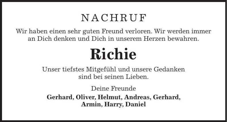 Traueranzeige Richard Rothweiler
