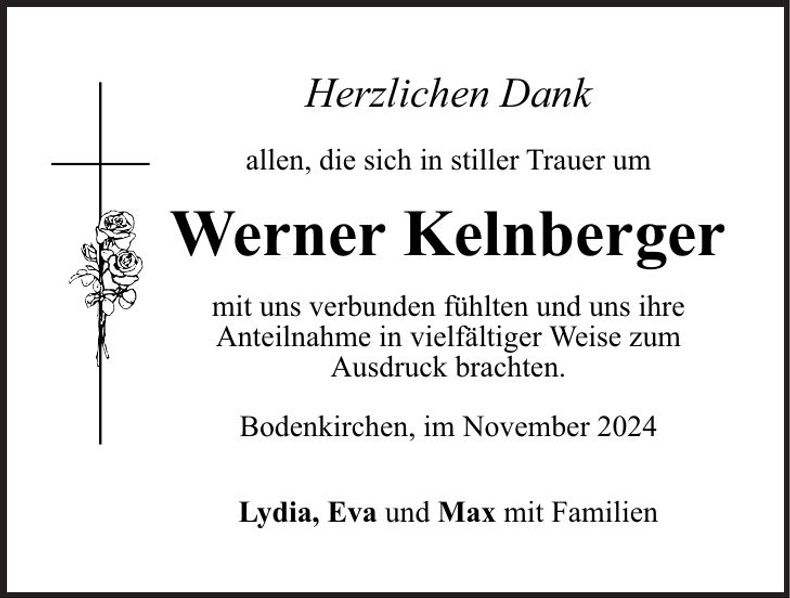 Traueranzeige Werner Kelnberger