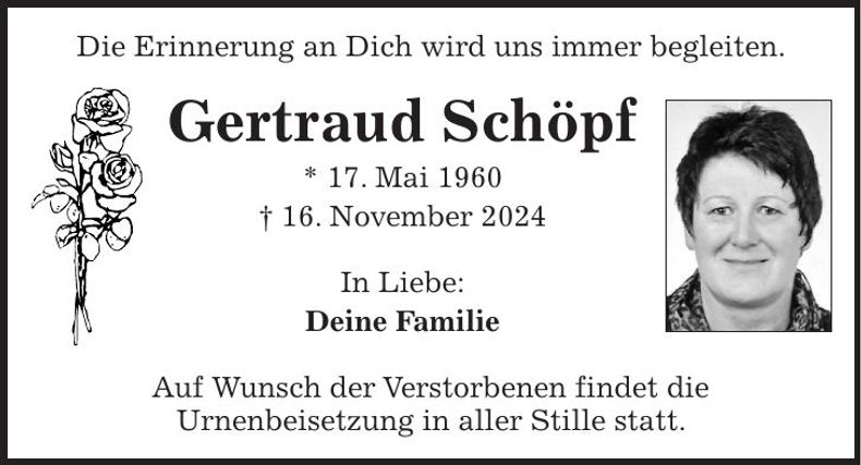 Traueranzeige Gertraud Schöpf