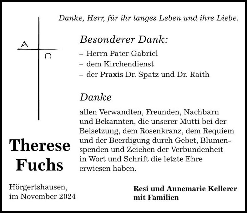 Traueranzeige Therese Fuchs