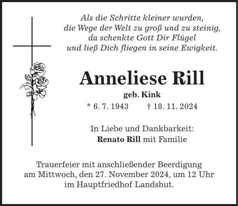 Traueranzeige Anneliese Rill