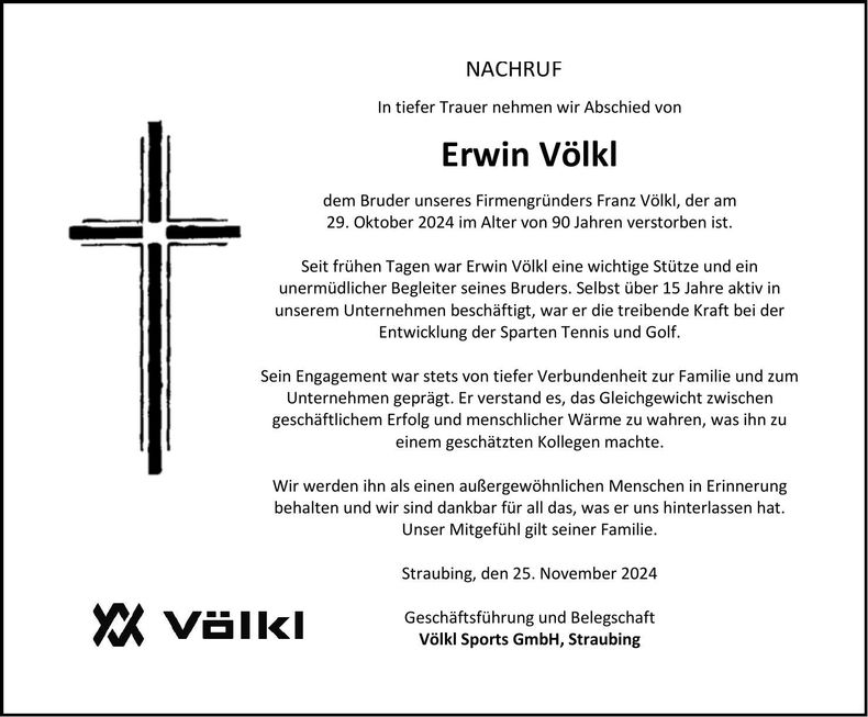 Traueranzeige Erwin Völkl