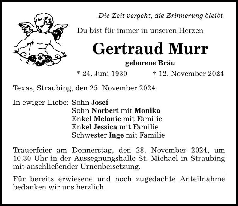 Traueranzeige Gertraud Murr